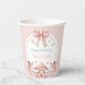 Gobelets En Papier Fairy Mushroom House Girls Ribbon Twins Anniversai (Recto)