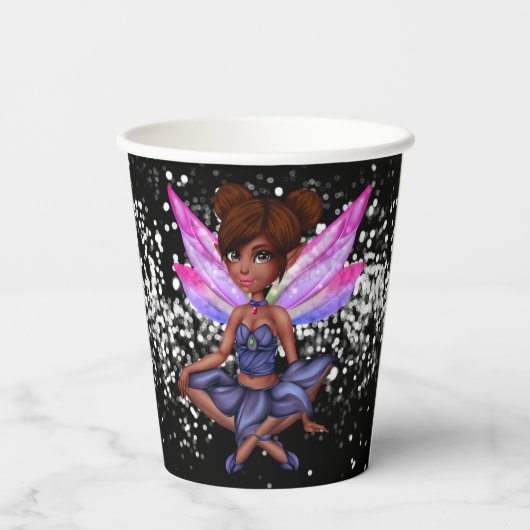 Gobelets En Papier Fairy string lumières afro-américaine fille noire (Verso)