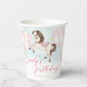 Gobelets En Papier Fairytale bébé Pony rose ballons étoile Anniversai (Recto)