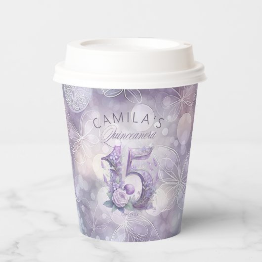 Gobelets En Papier Fairytale Floral 15 Quinceanera ID1030 (Recto)