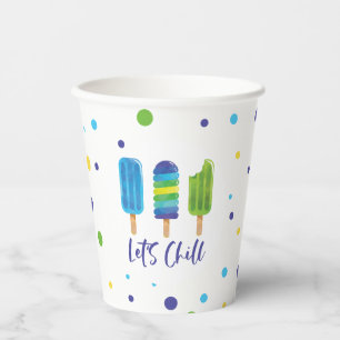 Gobelets En Papier Faisons une pause Anniversaire d'été bleu vert