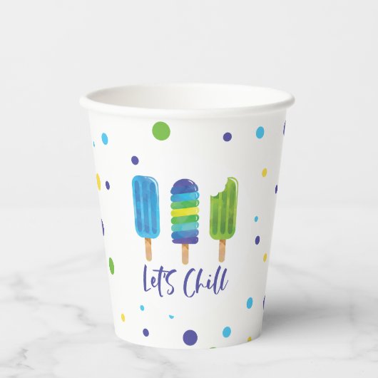 Gobelets En Papier Faisons une pause Anniversaire d'été bleu vert (Recto)