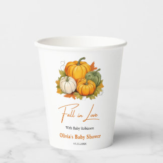 Gobelets En Papier Fall in Love Autumn Rustic Pumpkin Baby Shower  