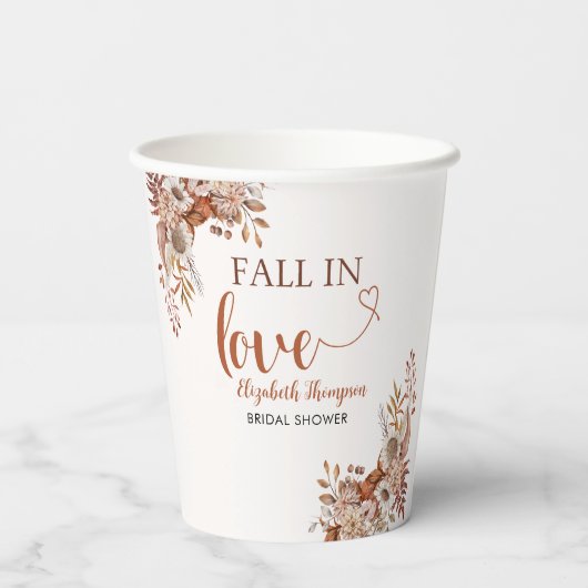 Gobelets En Papier Fall in Love Cute Fall Bridal Shower (Verso)