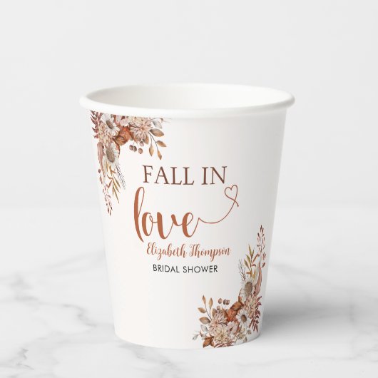 Gobelets En Papier Fall in Love Cute Fall Bridal Shower  (Recto)