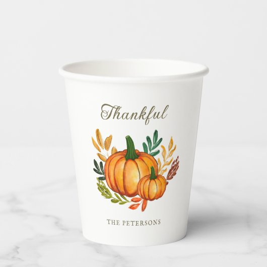 Gobelets En Papier Fall Rustic Pumpkin Thanksgiving Dinner (Verso)