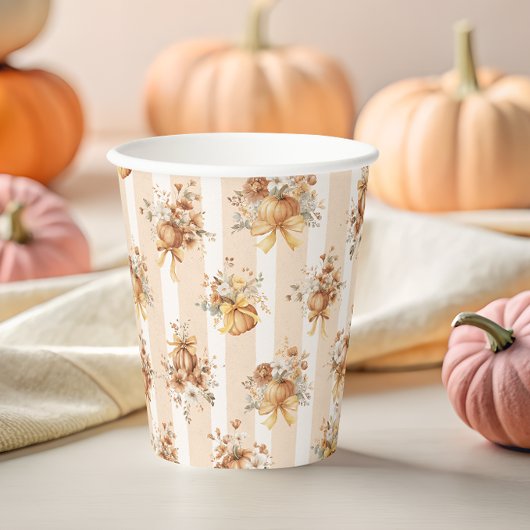 Gobelets En Papier Fall Terracotta Pumpkin Floral Bow Baby Shower
