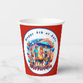 Gobelets En Papier Famille amis 4 juillet Red Party (Recto)