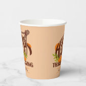 Gobelets En Papier Famille Artiste Thanksgiving Turquie Brown & Orang (Gauche)