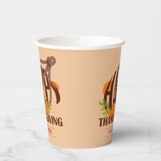 Gobelets En Papier Famille Artiste Thanksgiving Turquie Brown & Orang (Gauche)