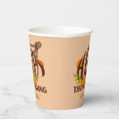 Gobelets En Papier Famille Artiste Thanksgiving Turquie Brown & Orang (Droite)