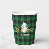 Gobelets En Papier Famille Laisser neiger Noël Vert Buffle Plaid (Verso)