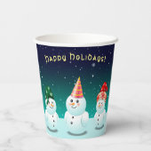 Gobelets En Papier Famille Mignonne D'Enneigeurs (Verso)