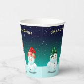 Gobelets En Papier Famille Mignonne D'Enneigeurs (Droite)