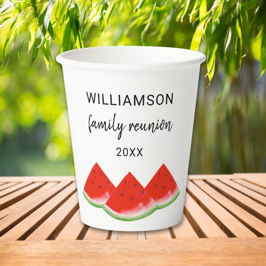 Gobelets En Papier Famille personnalisée Réunion Rouge Watermelon