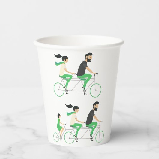 Gobelets En Papier Family Tandem Bicycle Cycling (Recto)