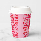 Gobelets En Papier Fancy Romantic Rouge & Rose Amour Vous Motif (Droite)