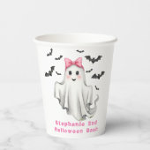 Gobelets En Papier Fantôme de fille rose avec chauves-souris volant (Verso)