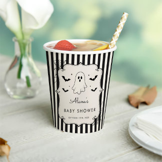 Gobelets En Papier Fantôme en vichy noir Halloween