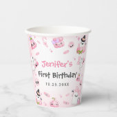 Gobelets En Papier Fantôme rose mignon Halloween 1er anniversaire (Recto)