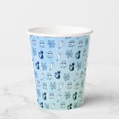 Gobelets En Papier Fantôme, toiles d'araignées et chats noirs bleu (Verso)