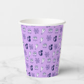 Gobelets En Papier Fantôme, toiles d'araignées et chats noirs violet (Verso)