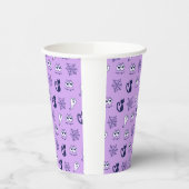 Gobelets En Papier Fantôme, toiles d'araignées et chats noirs violet (Gauche)