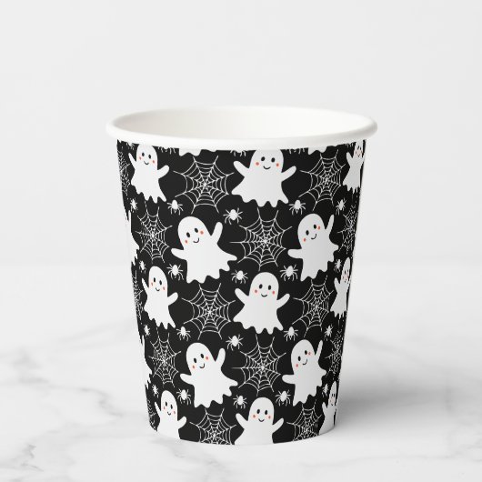 Gobelets En Papier Fantômes mignons | Araignées | Spider Webs Hallowe (Verso)