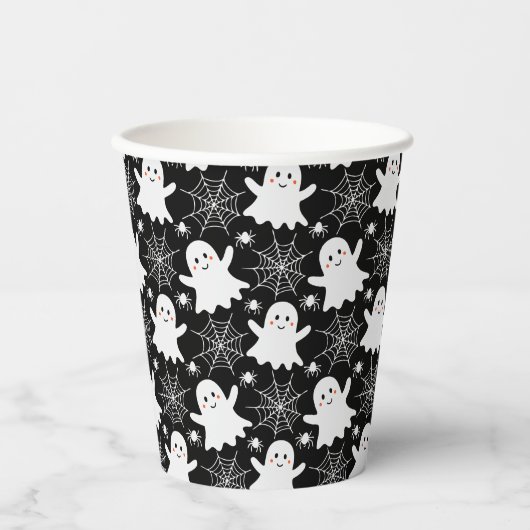 Gobelets En Papier Fantômes mignons | Araignées | Spider Webs Hallowe (Recto)