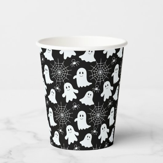 Gobelets En Papier Fantômes mignons | Araignées | Spider Webs Hallowe (Verso)