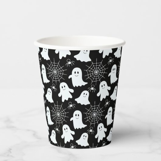 Gobelets En Papier Fantômes mignons | Araignées | Spider Webs Hallowe (Recto)