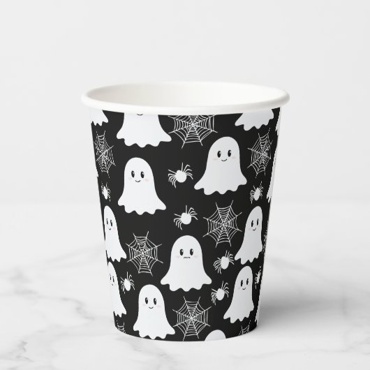 Gobelets En Papier Fantômes mignons | Araignées | Spider Webs Hallowe (Verso)