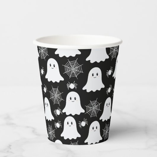 Gobelets En Papier Fantômes mignons | Araignées | Spider Webs Hallowe (Recto)