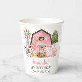 Gobelets En Papier Farm Animals, Cute Animals, Barn, First Birthday (Verso)