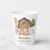 Gobelets En Papier Farm Animals, Cute Animals, Barn, First Birthday (Recto)