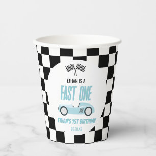 Gobelets En Papier Fast One Blue Race Car 1ère fête d'anniversaire