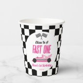 Gobelets En Papier Fast One Pink Race Car Premier Anniversaire (Verso)
