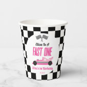 Gobelets En Papier Fast One Pink Race Car Premier Anniversaire (Recto)