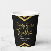 Gobelets En Papier Faux Gold Chevron 30e fête anniversaire moderne (Recto)