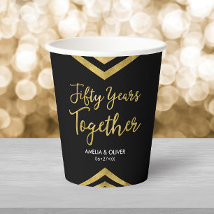 Gobelets En Papier Faux Gold Chevron 50e anniversaire de la fête
