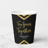 Gobelets En Papier Faux Gold Chevron fête 10e anniversaire moderne (Verso)