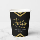 Gobelets En Papier Faux Gold Chevron Géométrique 40e anniversaire (Verso)