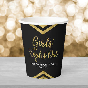 Gobelets En Papier Faux Gold Chevron Girls' Night Out