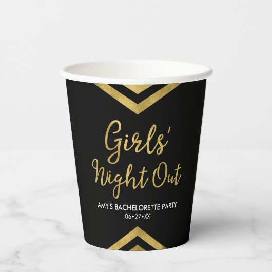 Gobelets En Papier Faux Gold Chevron Night Out (Verso)