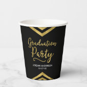 Gobelets En Papier Faux Gold Chevron Parti de Graduation (Recto)