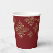Gobelets En Papier Faux Golden Foil Snowflakes Sur Rouge (Pas Vrai Fo (Verso)