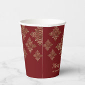Gobelets En Papier Faux Golden Foil Snowflakes Sur Rouge (Pas Vrai Fo (Droite)