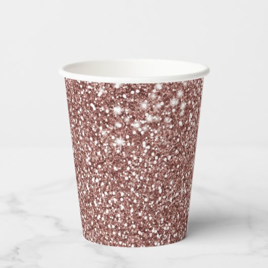 Gobelets En Papier Faux Rose Parties scintillant or Texture Look & Cu (Verso)