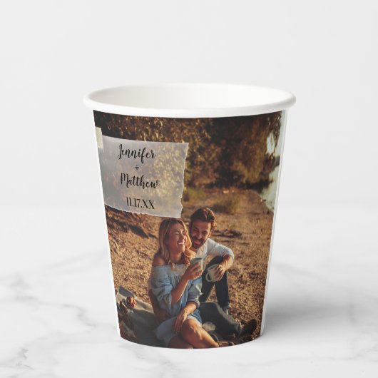 Gobelets En Papier Faux Vellum Photo Overlay Mariage personnalisé (Verso)