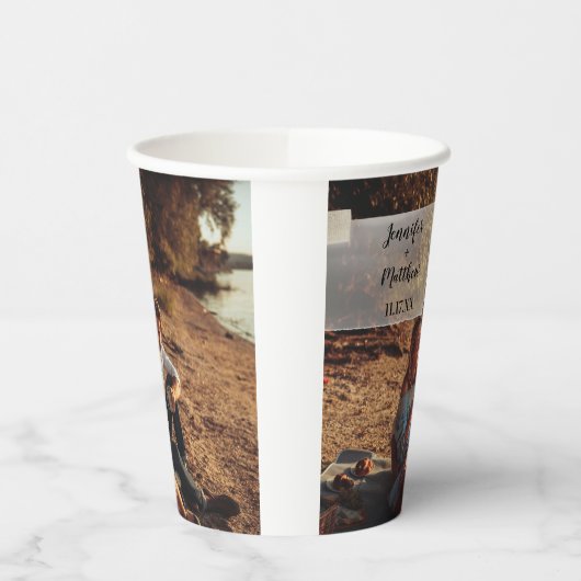 Gobelets En Papier Faux Vellum Photo Overlay Mariage personnalisé (Gauche)